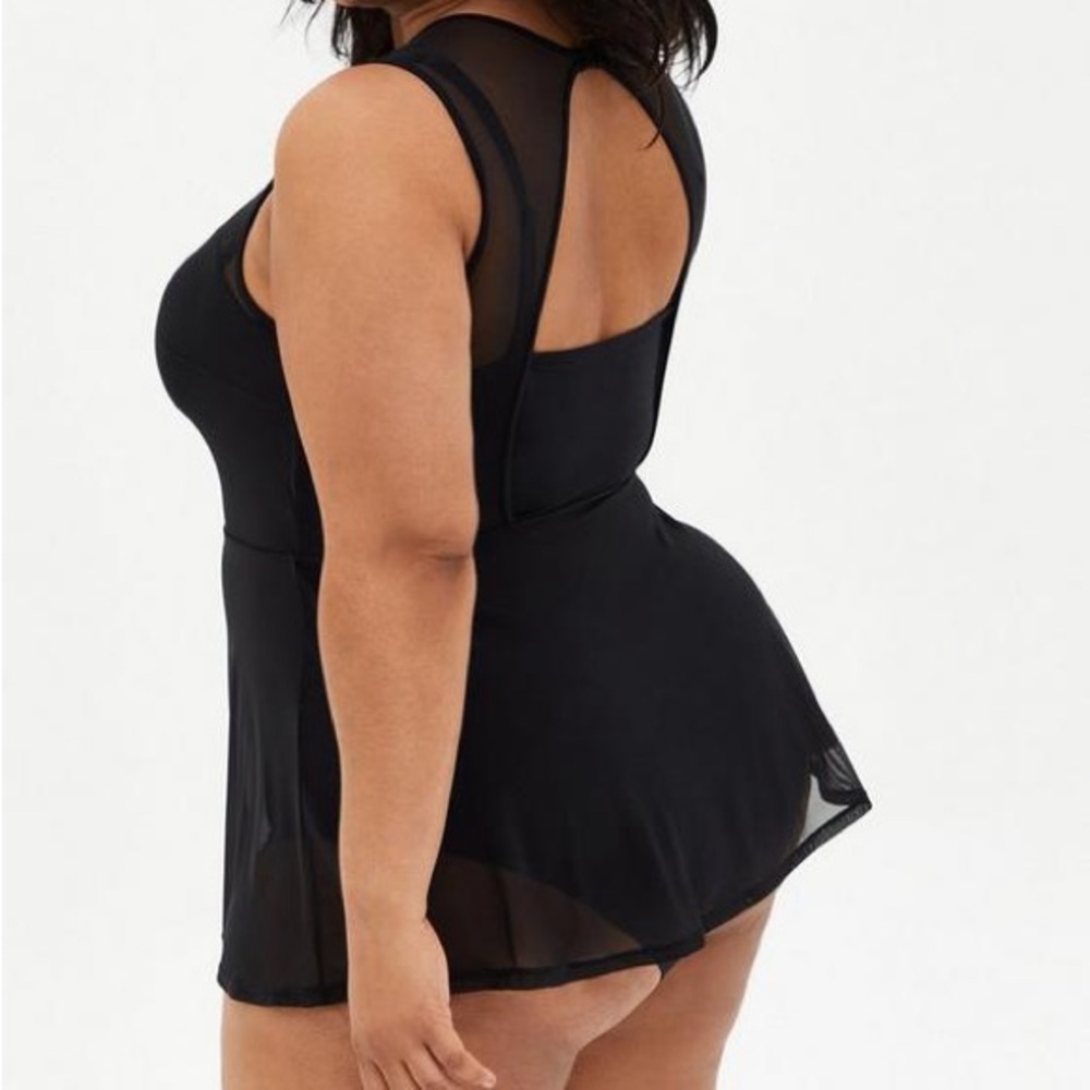 Torrid Underwire Short Mesh Overlay Swim Dress With Brief - Picture 7 of 8